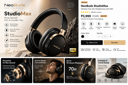 NeoBuds StudioMax – Wireless Over-Ear Headphones with ANC