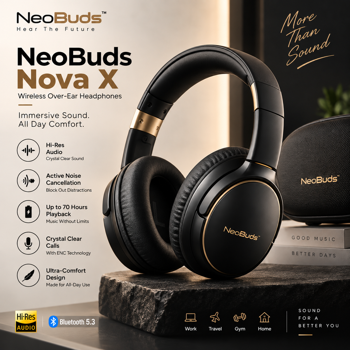 NeoBuds StudioMax – Wireless Over-Ear Headphones with ANC